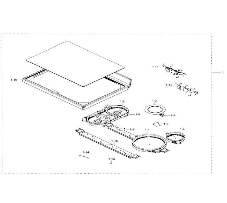 Cook Top Diagram and Parts List for NE59J7630SG AA-0000 Samsung Range