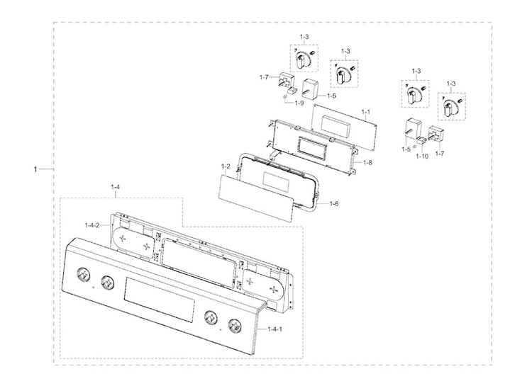 Control Parts Diagram and Parts List for NE594R0ABSR AA-0000 Samsung Range