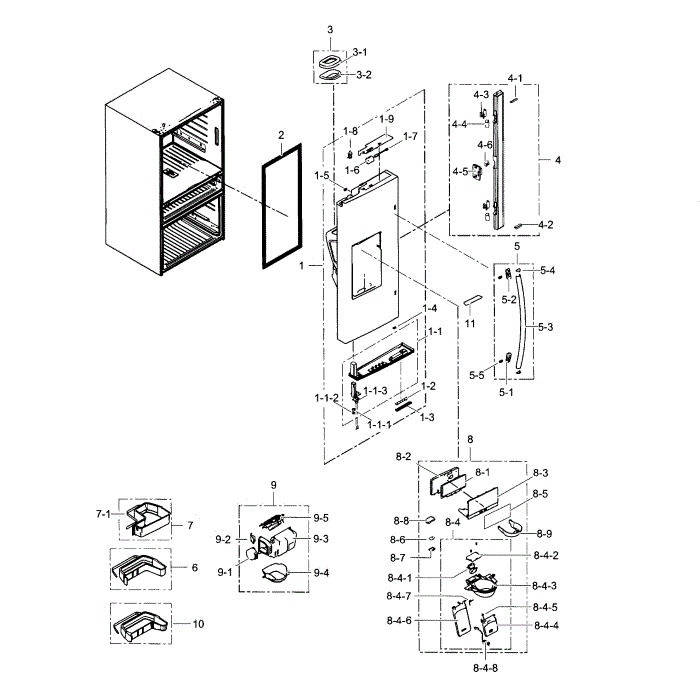 Refrigerator Door L Diagram and Parts List for RF31FMEDBSR AA-02 Samsung Refrigerator