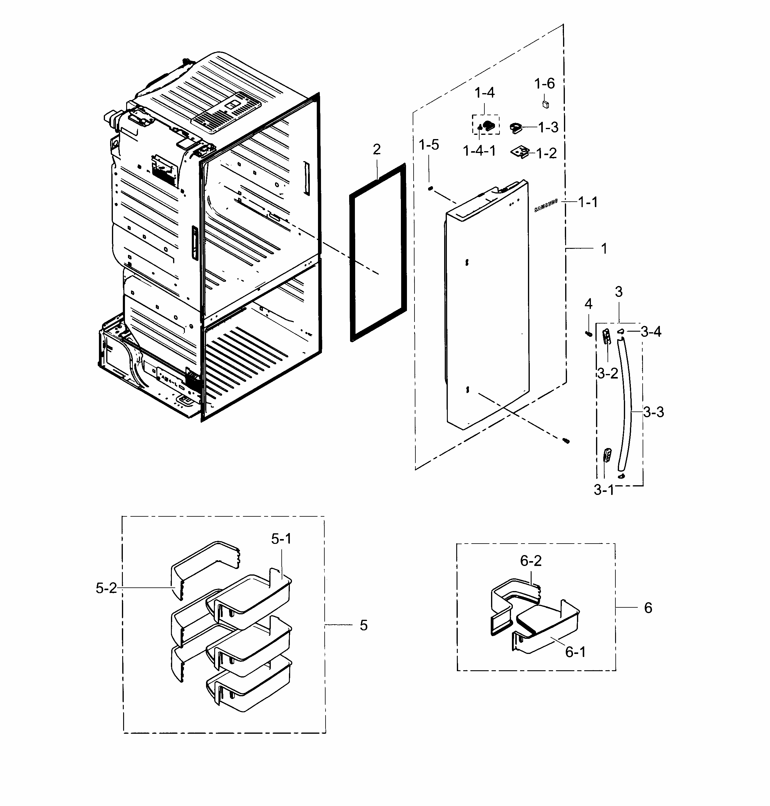Fridge Door R Diagram and Parts List for RF28HFEDBBC AA-0002 Samsung Refrigerator