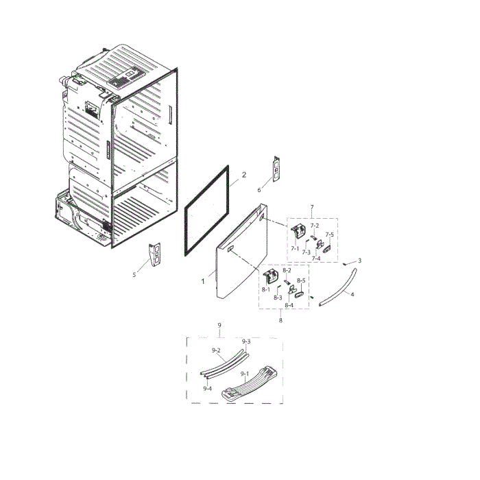Freezer Door Diagram and Parts List for RF263TEAESP AA-00 Samsung Refrigerator