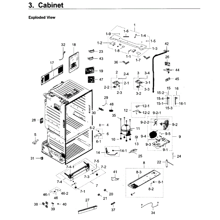 Cabinet Diagram and Parts List for RF23HCEDBSR AA-10 Samsung Refrigerator
