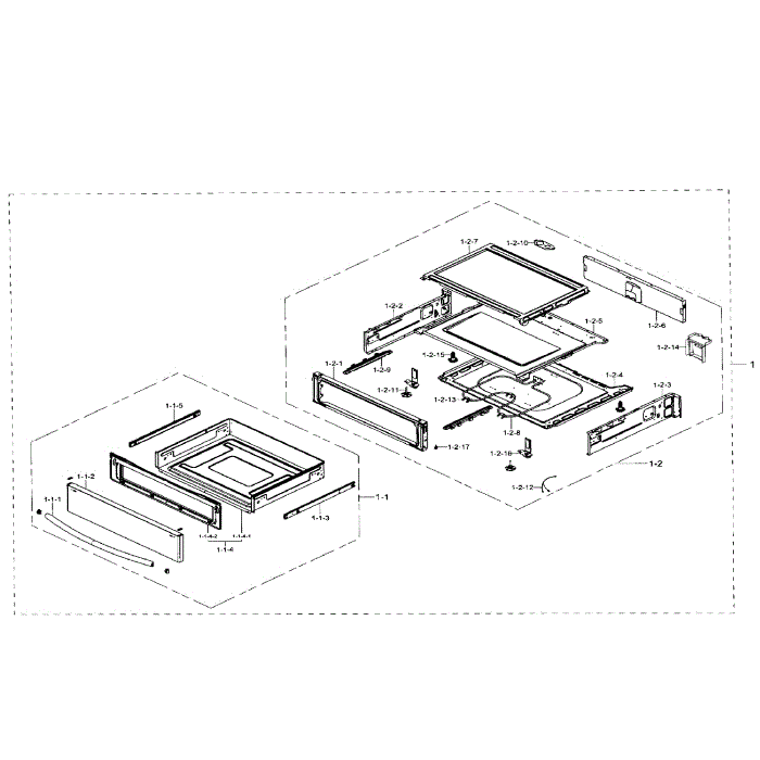Drawer Diagram and Parts List for NE59J7850WG AA-00 Samsung Range