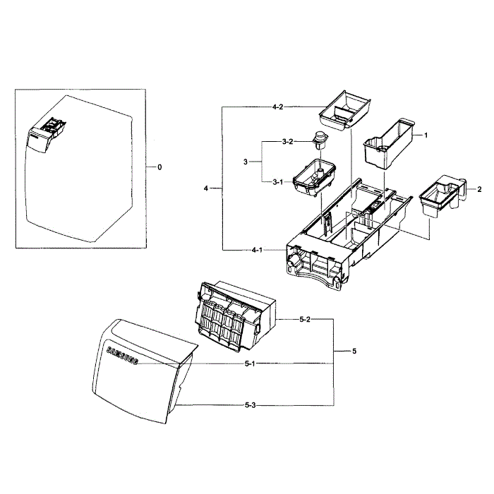 Drawer Assembly Diagram and Parts List for WF455ARGSWR AA-01 Samsung Washer