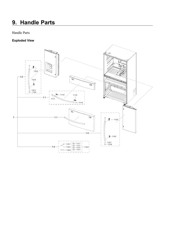 Handle Parts Diagram and Parts List for RF24R7201SR AA-04 Samsung Refrigerator