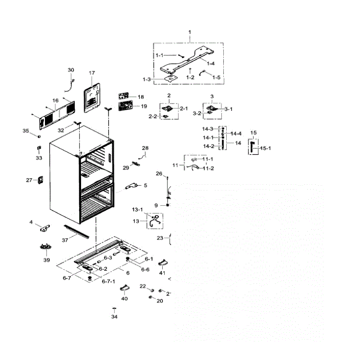 Cabinet Diagram and Parts List for RF24FSEDBSR AA-08 Samsung Refrigerator