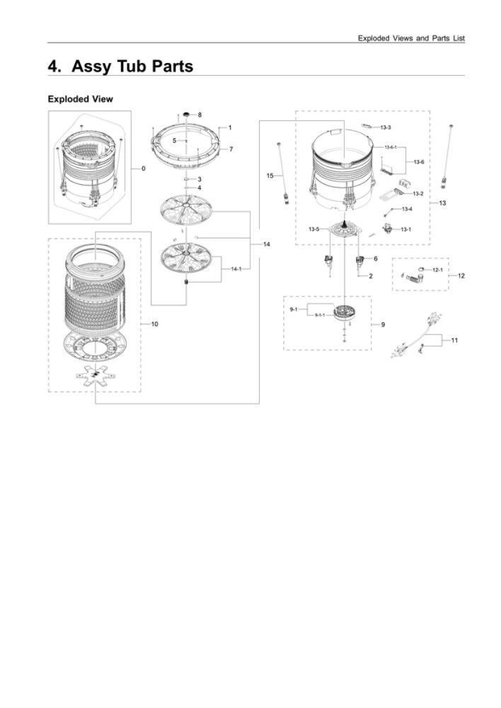 Tub Parts Diagram and Parts List for WA54R7600AV US-00 Samsung Washer