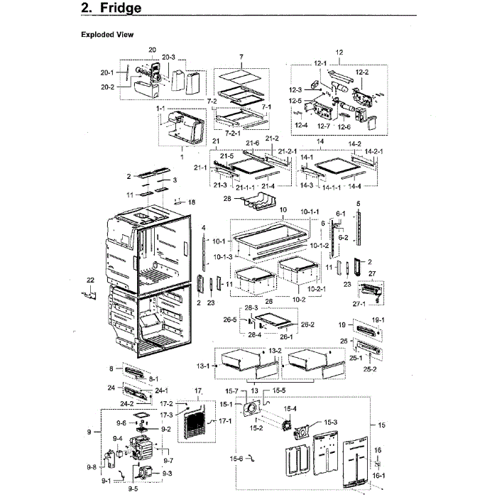 Fridge Diagram and Parts List for RF28K9580SG AA-01 Samsung Refrigerator