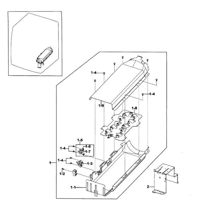 Duct Heater Diagram and Parts List for DV409AER XAA-02 Samsung Dryer