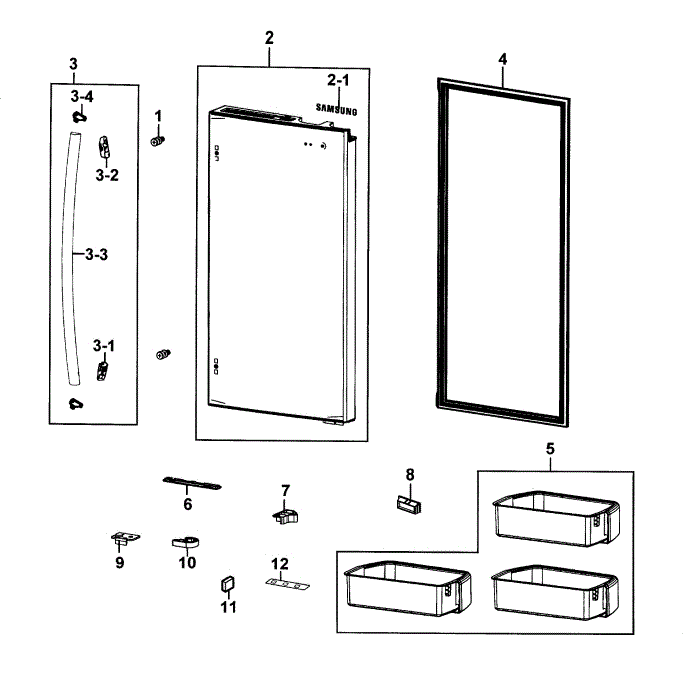 Refrigerator Door R Diagram and Parts List for RF4287HARS XAA-00 Samsung Refrigerator