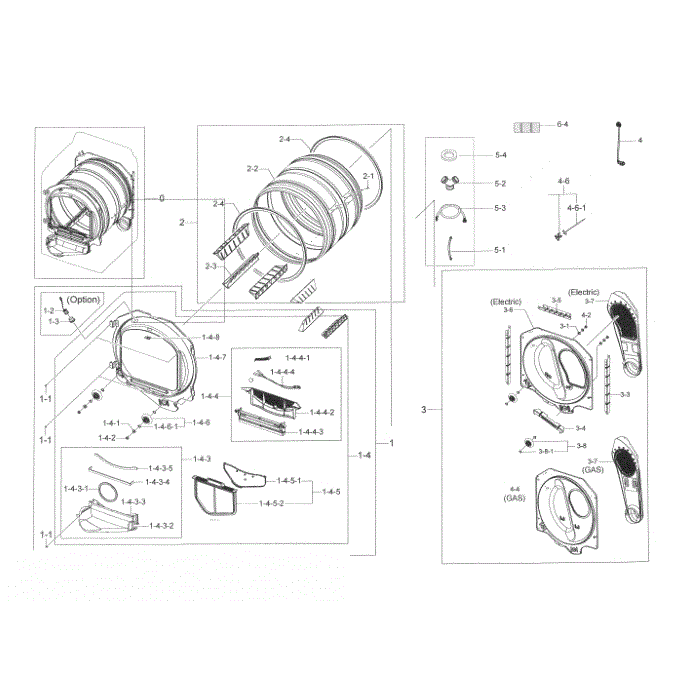 Drum Diagram and Parts List for DV45K7600GW A3-00 Samsung Dryer