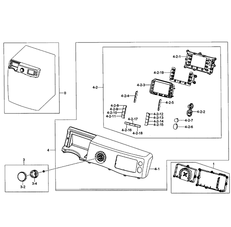 Control Panel Diagram and Parts List for WF435ATGJRA A1-0001 Samsung Washer