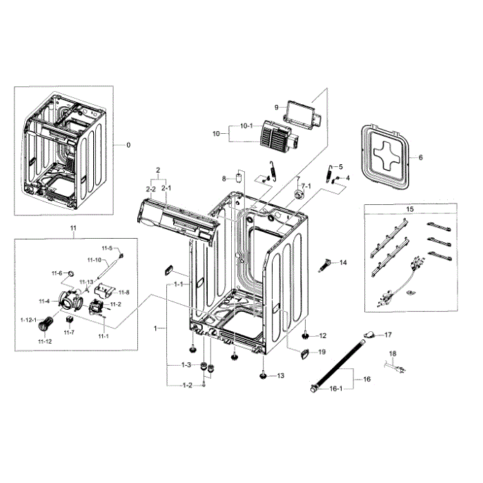 Frame And Cover Diagram and Parts List for WF395BTPARA A2-00 Samsung Washer