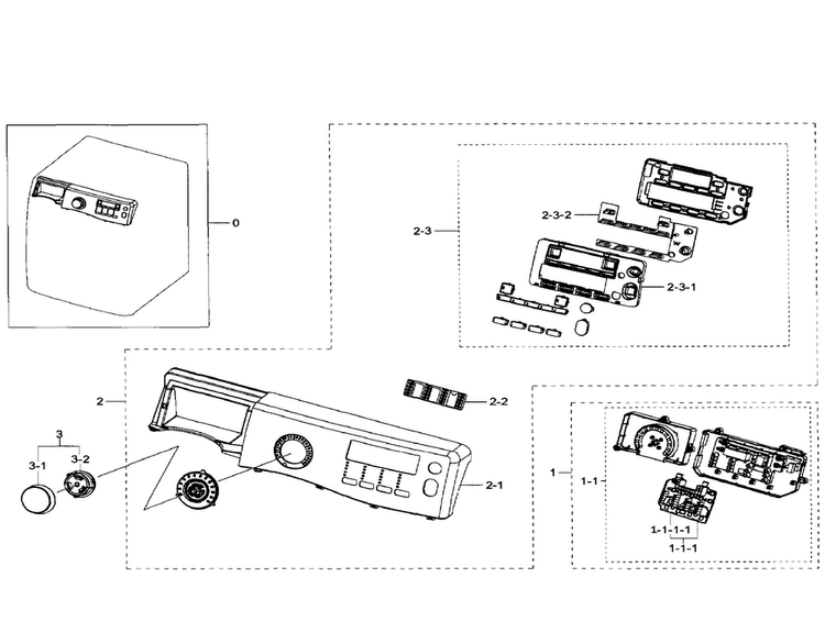 Control Panel Diagram and Parts List for WF393BTPARA A1-0000 Samsung Washer