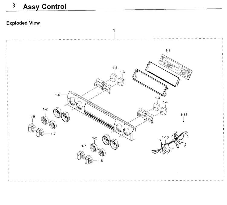 Control Diagram and Parts List for NE58K9850WS AA-0000 Samsung Range