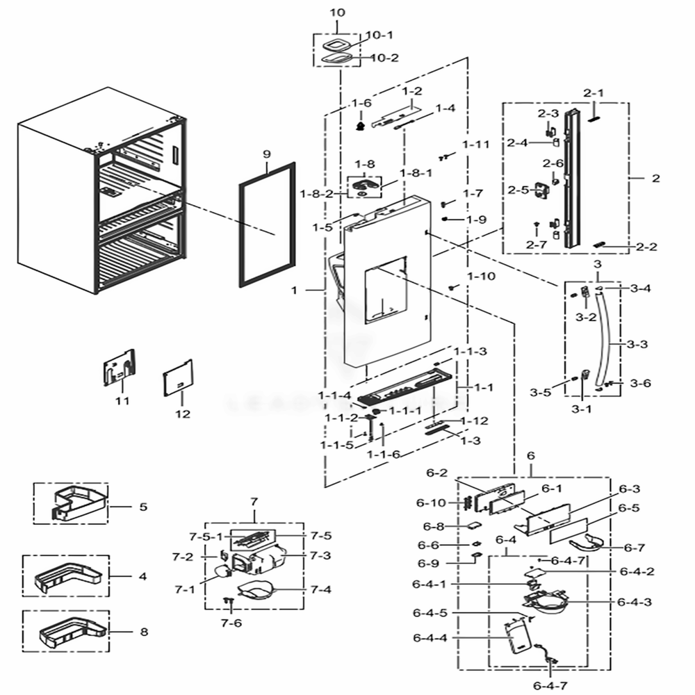 Refrigerator-Door-L Diagram and Parts List for RF22KREDBSG (AA)(0007) Samsung Refrigerator