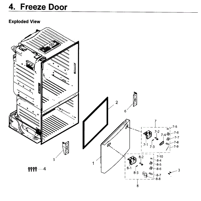 Freezer Door Diagram and Parts List for RF263TEAESG (AA)(0001) Samsung Refrigerator