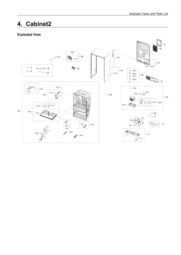Cabinet 2 Diagram and Parts List for RF24R7201SR AA-00 Samsung Refrigerator