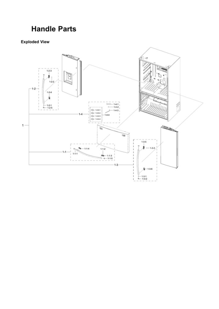 Handle Parts Diagram and Parts List for RF23R6201SG AA-50 Samsung Refrigerator
