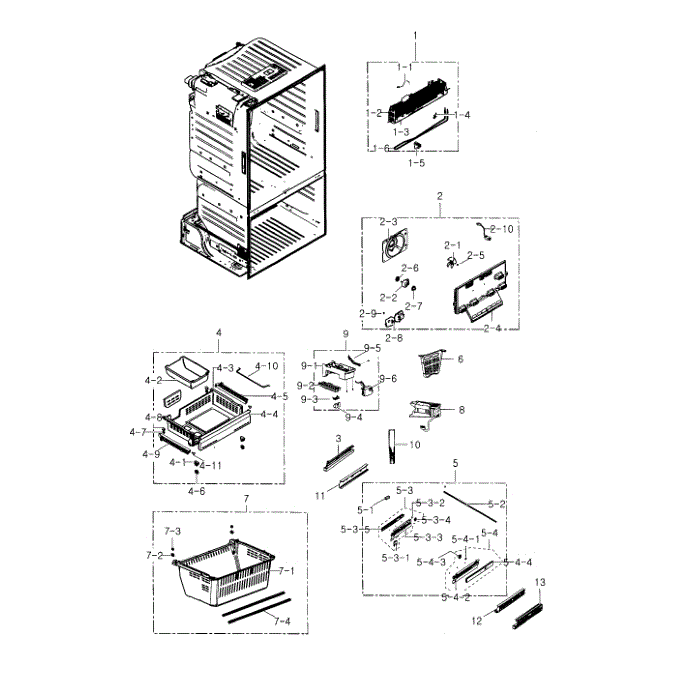 Freezer Diagram and Parts List for RF23HCEDTSR AA-00 Samsung Refrigerator