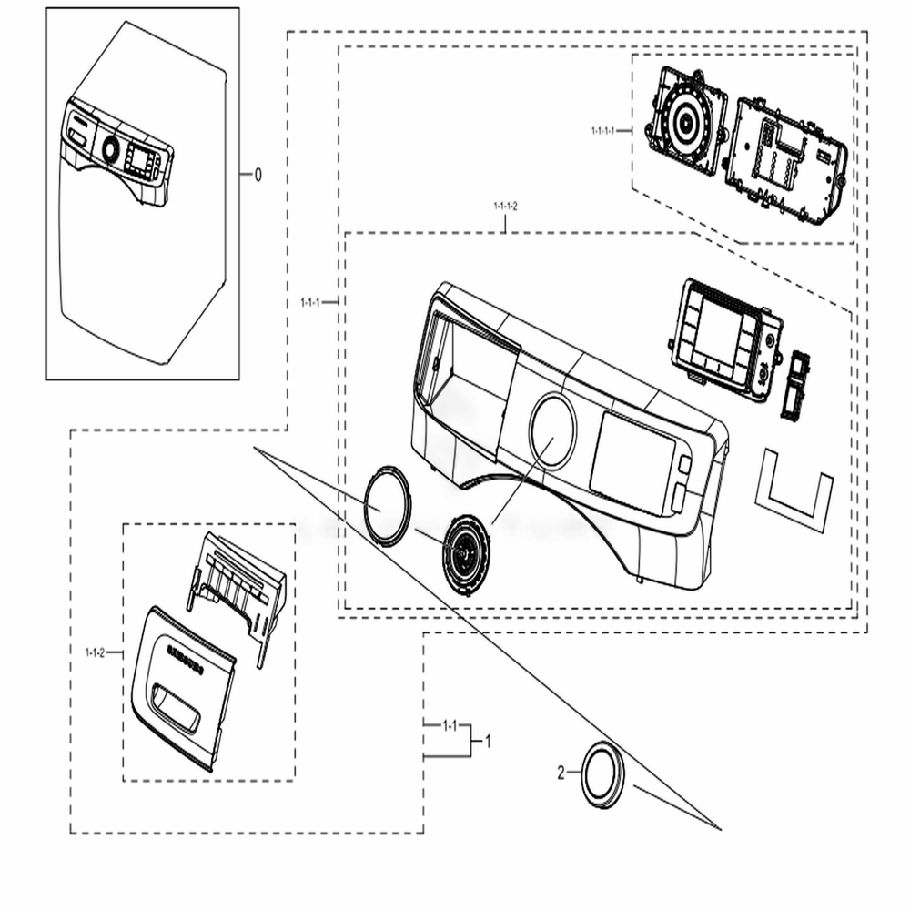 Assembly Panel Control Parts Diagram and Parts List for WF45M5500AW (A5)(0051) Samsung Washer