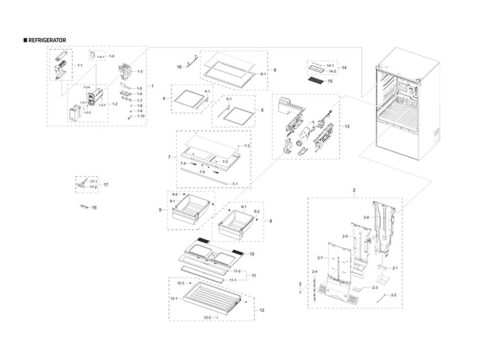 Refrigerator Parts Diagram and Parts List for RF27T5241SG AA-00 Samsung Refrigerator