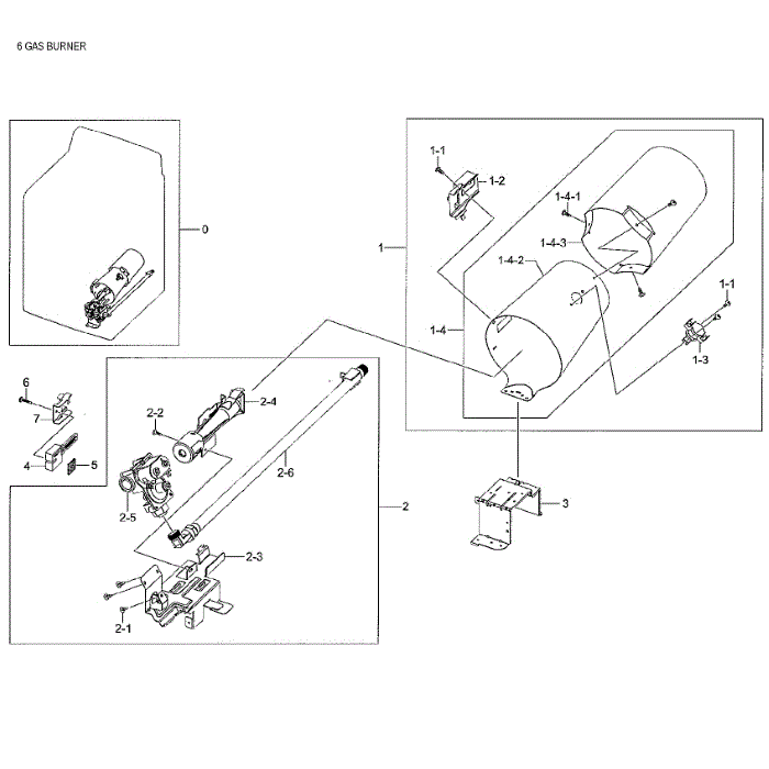 Gas Burner Diagram and Parts List for DV48J7700GW A2-02 Samsung Dryer