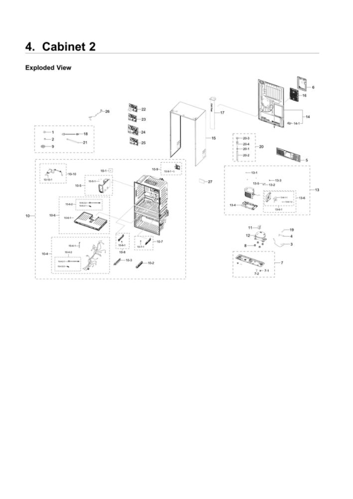 Cabinet 2 Diagram and Parts List for RF22NPEDBSR AA-04 Samsung Refrigerator