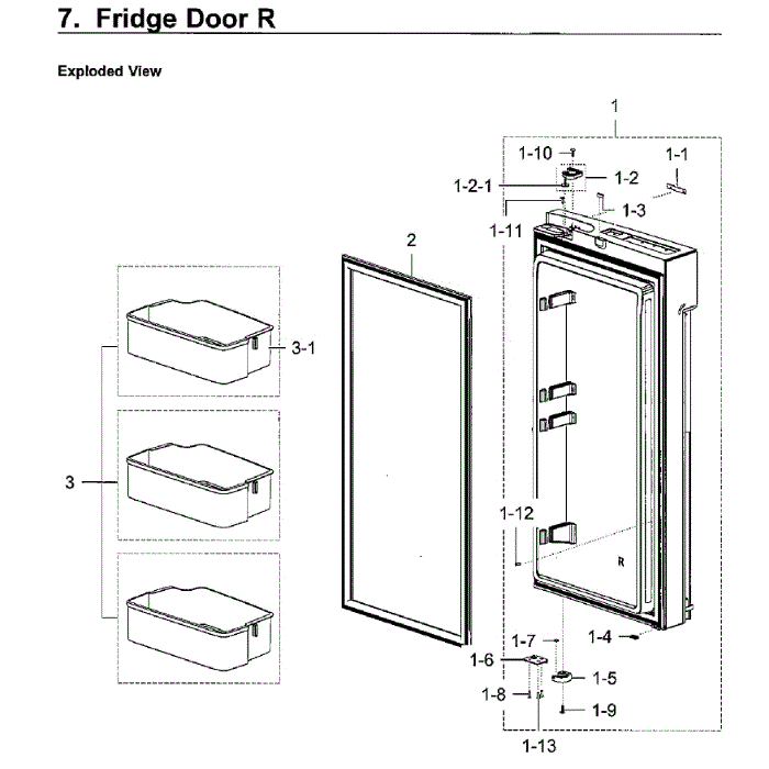 Fridge Door Rt Diagram and Parts List for RF28K9070SR AA-01 Samsung Refrigerator