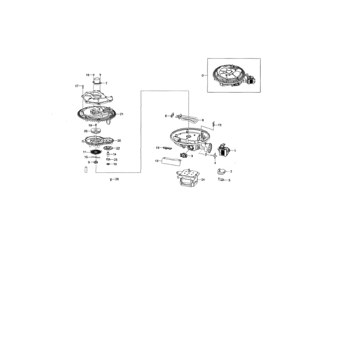 Sump Assembly Diagram and Parts List for DW80K5050US AA-02 Samsung Dishwasher