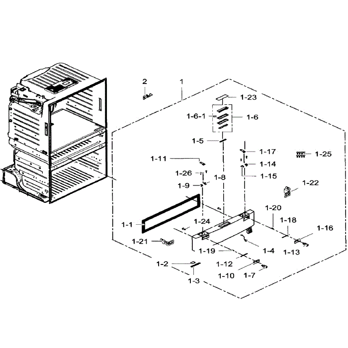 Flexzone Door Diagram and Parts List for RF28HMEDBWW AA-05 Samsung Refrigerator