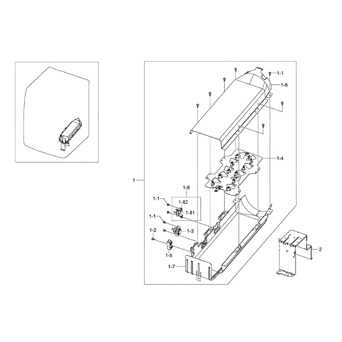 Duct Heater Diagram and Parts List for DV457EVGSGR AA-00 Samsung Dryer