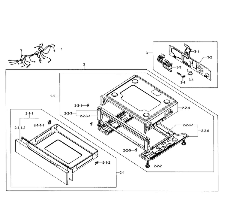 Drawer Assy Diagram and Parts List for NX58F5500SS AA-0000 Samsung Range