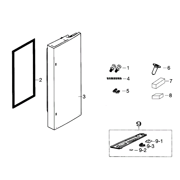 Fridge Right Door Diagram and Parts List for RF26HFENDSR AA-00 Samsung Refrigerator