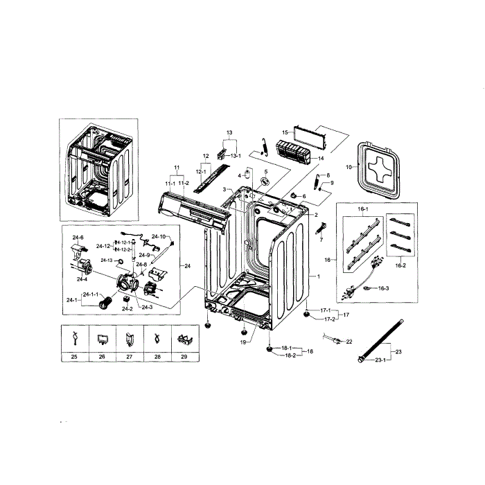 Frame And Cover Diagram and Parts List for WF448AAP XAA-06 Samsung Washer