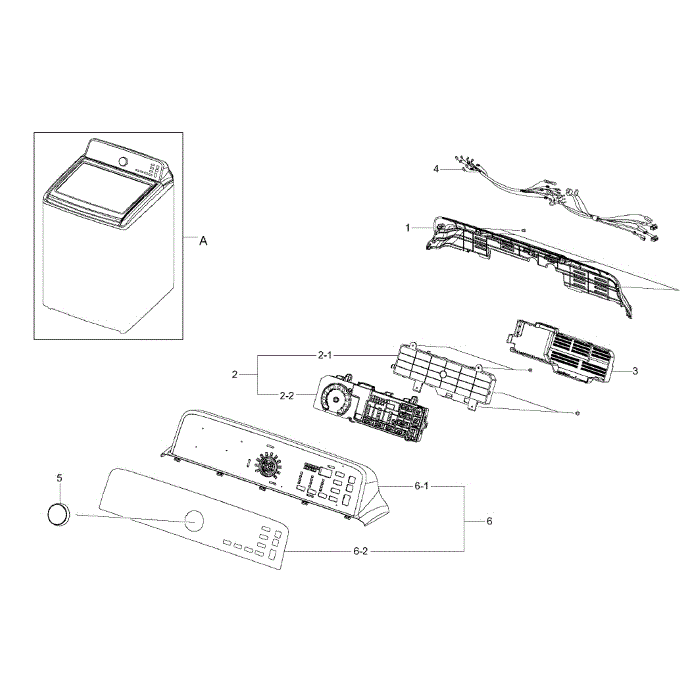 Control Panel Diagram and Parts List for WA456DRHDSU AA-00 Samsung Washer