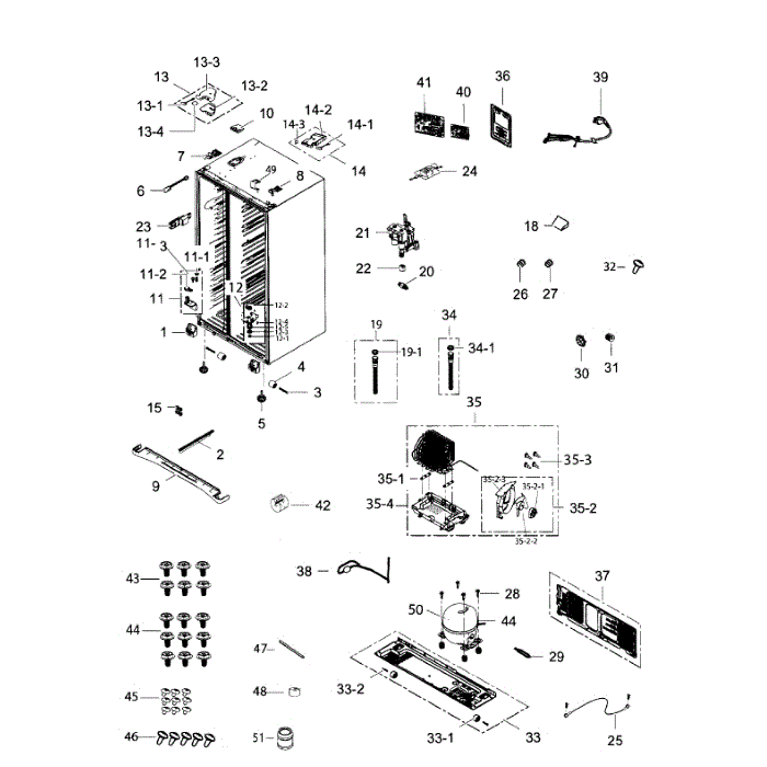 Cabinet Diagram and Parts List for RH25H5611SG AA-00 Samsung Refrigerator