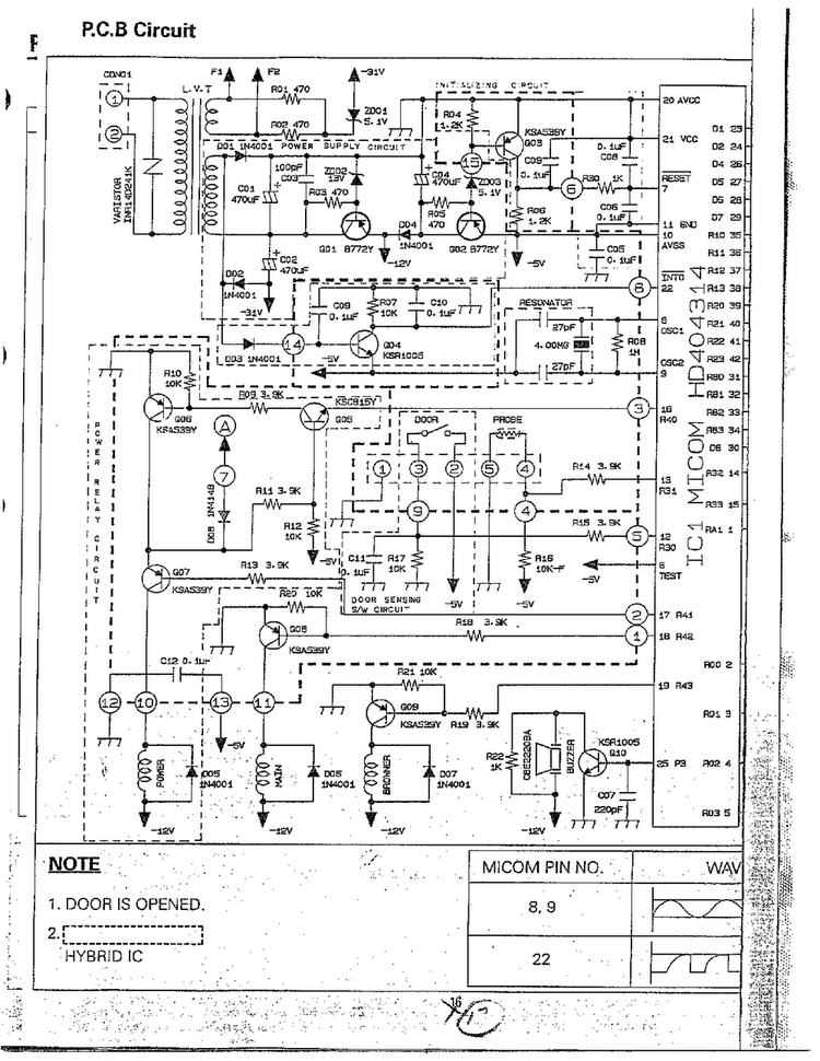 Microwave/pcb Parts Page 10 Diagram and Parts List for MW5330T XAA Samsung Microwave