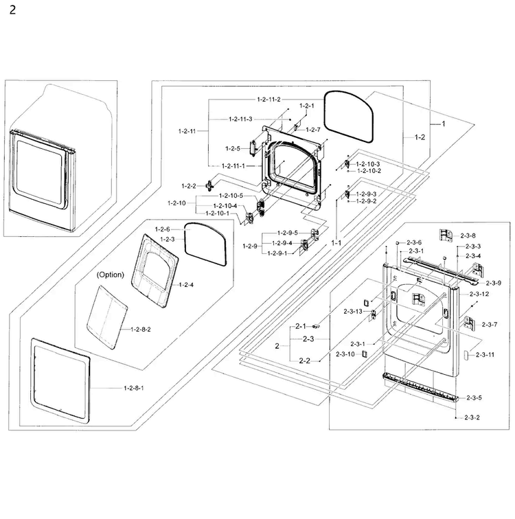 Frame Front & Door Diagram and Parts List for DV50K8600GV A3-0000 Samsung Dryer