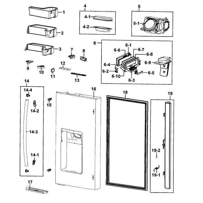 Refrigerator Door L Diagram and Parts List for RF4287HARS XAA-00 Samsung Refrigerator