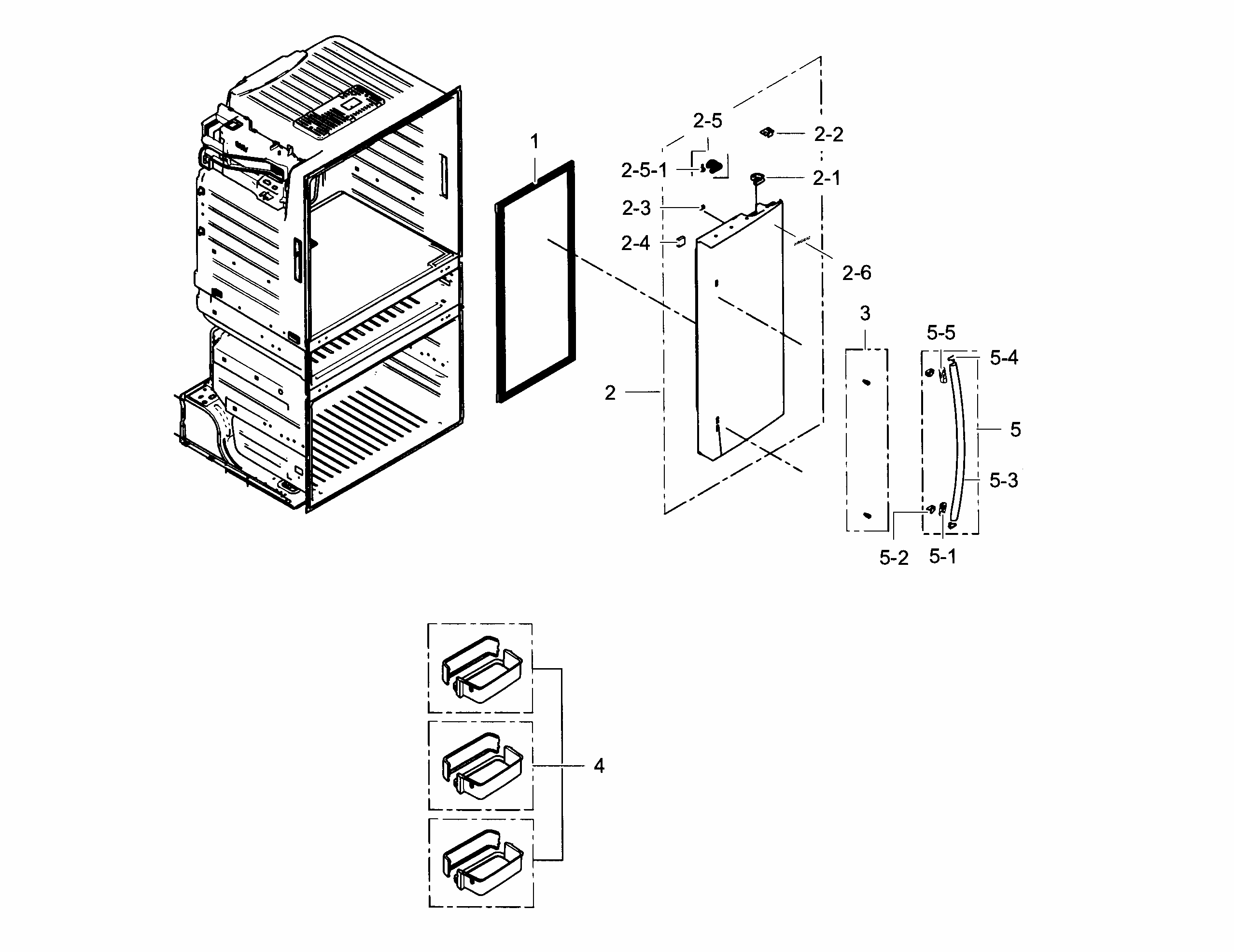 Refrigerator Door R Diagram and Parts List for RF28HMEDBWW AA-0001 Samsung Refrigerator