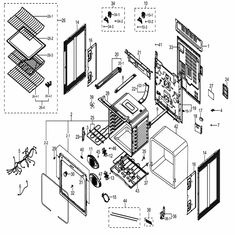 Main Diagram and Parts List for NE59J7850WG (AA)(0005) Samsung Range