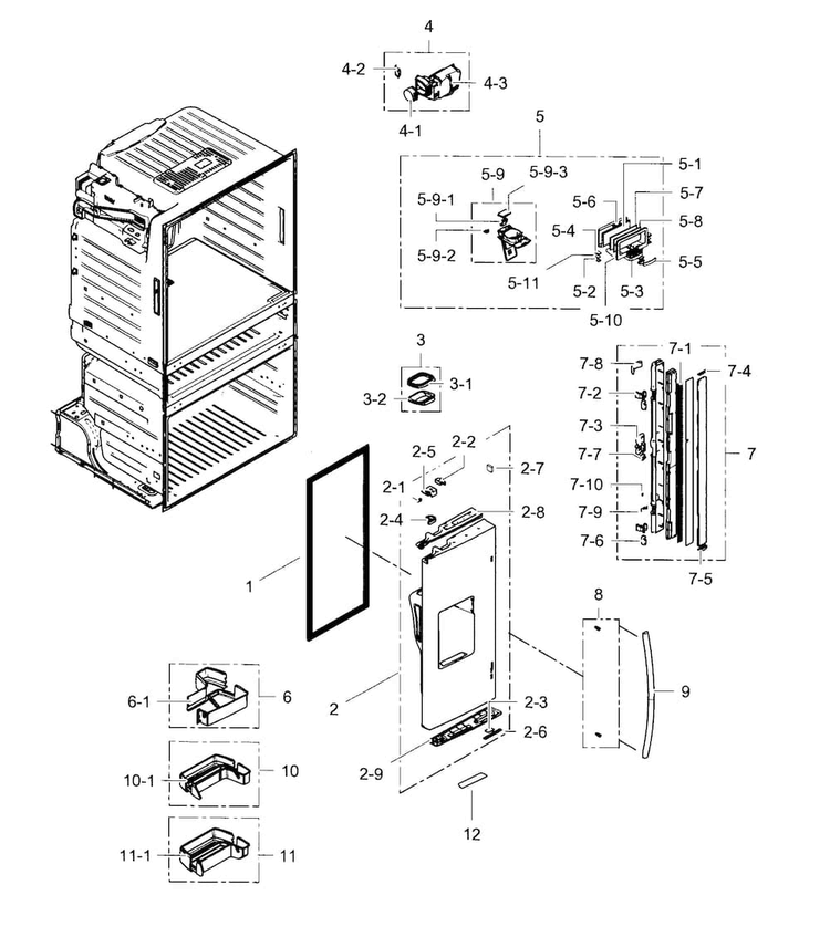 Refrigerator Door L Diagram and Parts List for RF4287HABP XAA-0002 Samsung Refrigerator