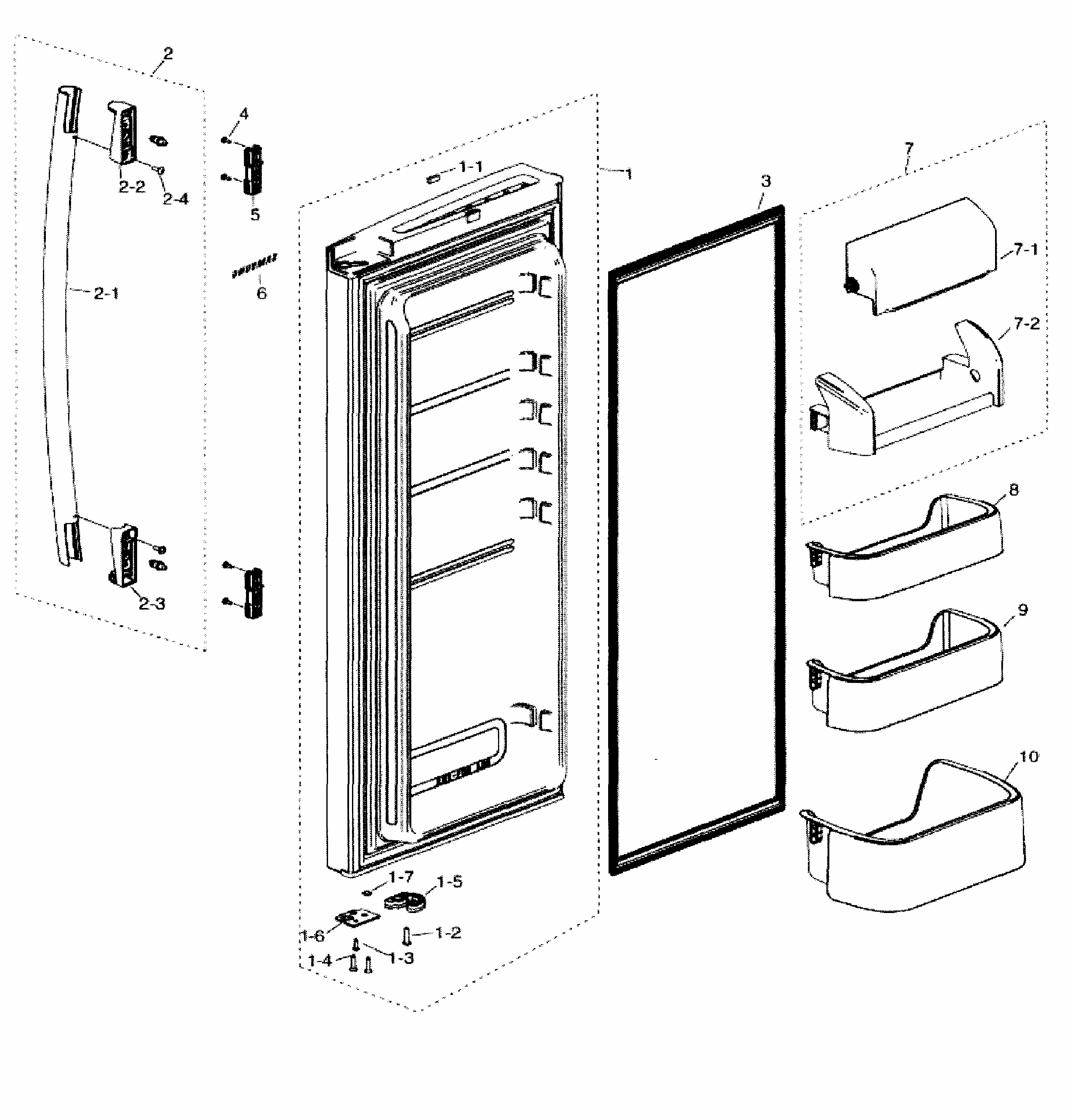 Right Door Diagram and Parts List for RF217ABRS XAA-0000 Samsung Refrigerator