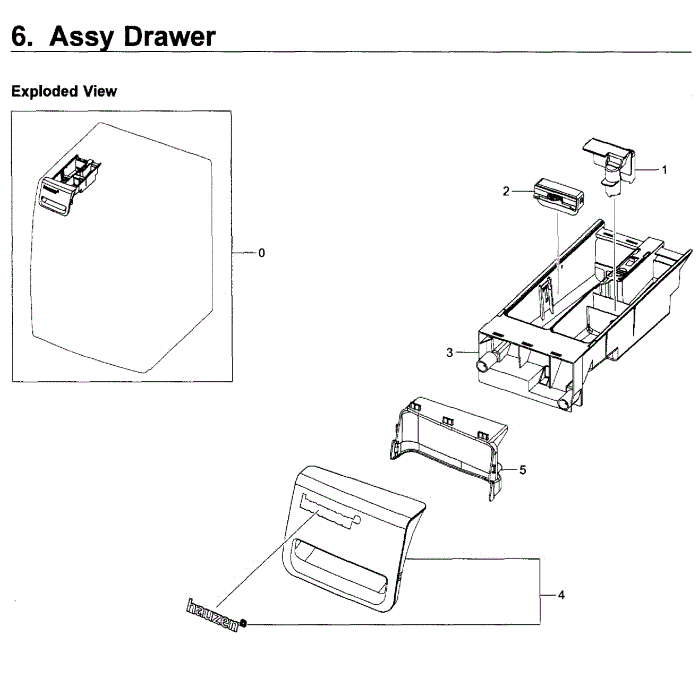 Drawer Assembly Diagram and Parts List for WF219ANB XAA-01 Samsung Washer