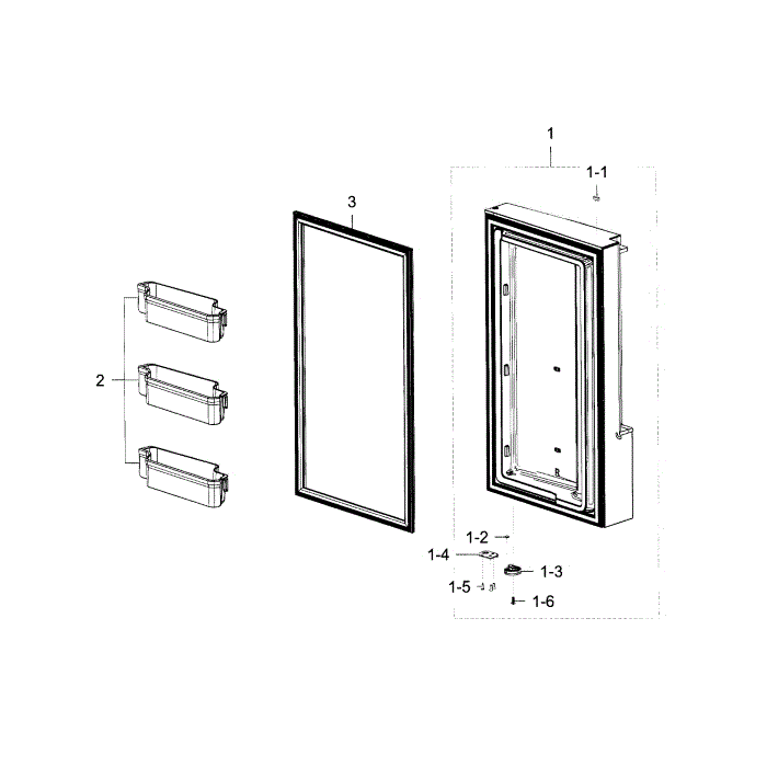 Freezer Door R Diagram and Parts List for RF23J9011SR AA-02 Samsung Refrigerator