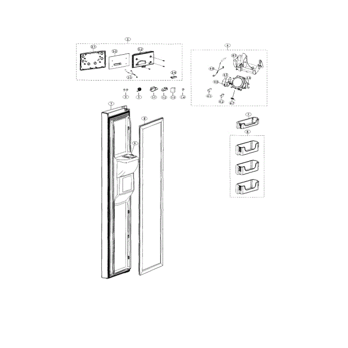 Freezer Door Diagram and Parts List for RS25H5000SP AA-00 Samsung Refrigerator