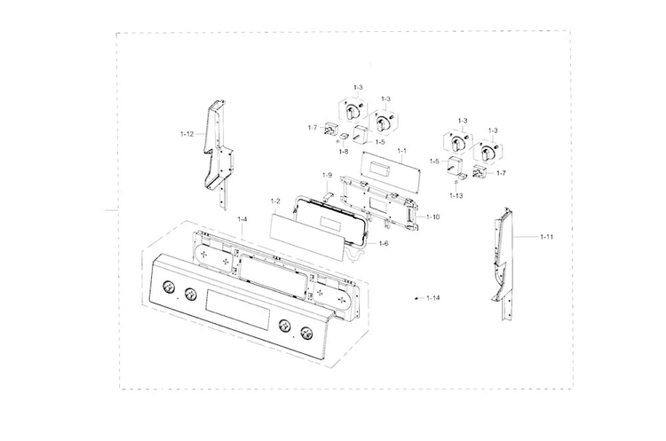 Control Panel Diagram and Parts List for NE59J3420SS AA-0001 Samsung Range