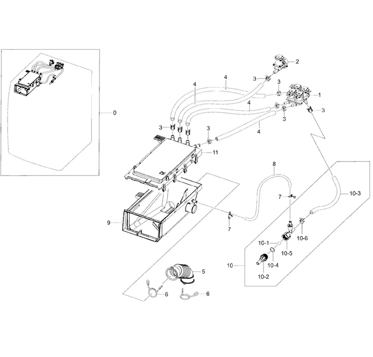 Housing Drawer Diagram and Parts List for WF455ARGSWR A2-0000 Samsung Washer