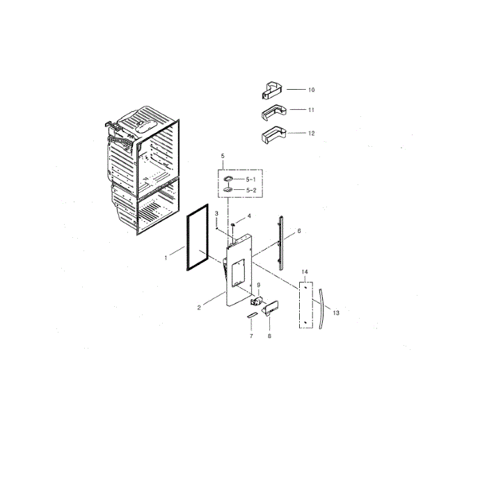 Refrigerator Door Left Diagram and Parts List for RFG29THDRS XAA-00 Samsung Refrigerator